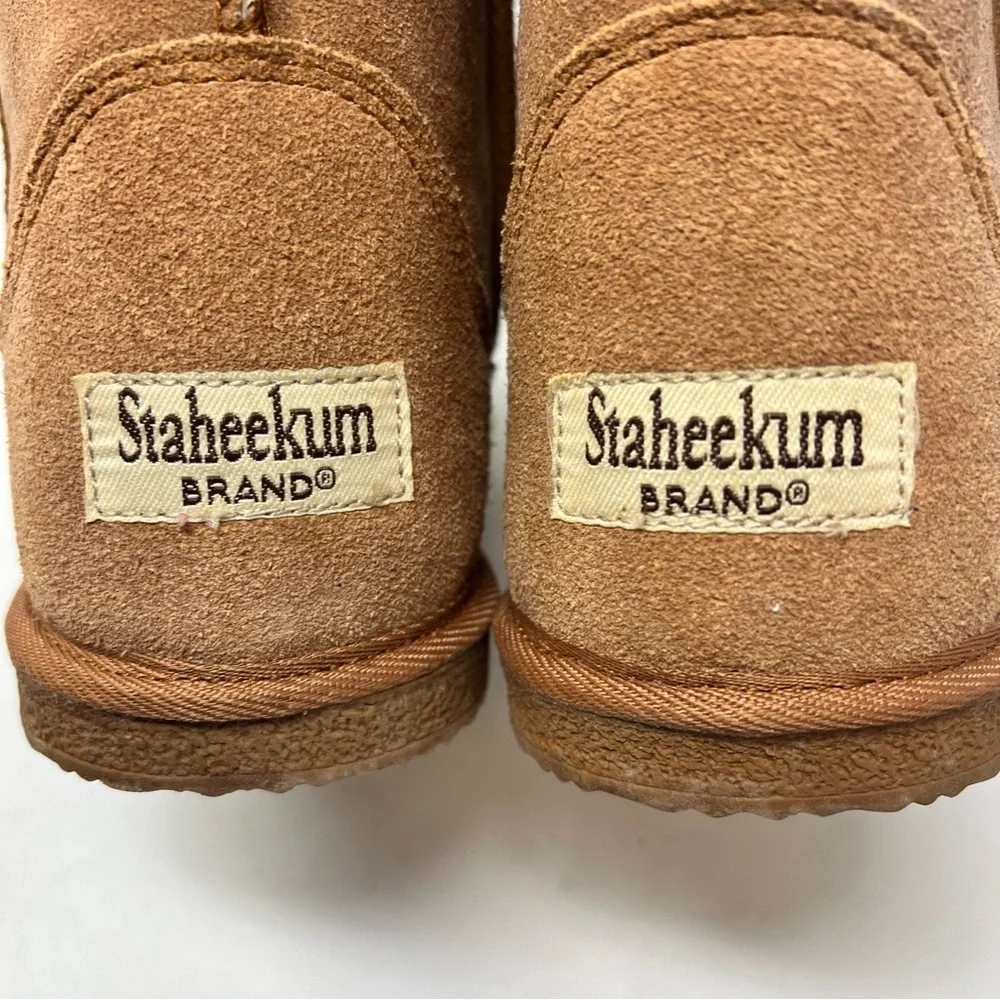 Staheekum Men’s Suede Shearling Winter Boots Brown US 9 Cozy Slip On NWOB